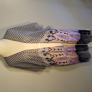 KIMONO Cover-Up SCARF SHAWL Caftan WRAP Sheer Flowing FRINGE EDGE ONE SZ PAISLE…